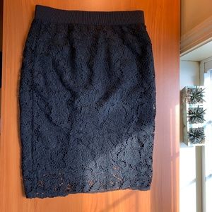 Ann Taylor Black Lace Pencil Skirt